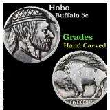 Hobo Buffalo Nickel 5c Grades Hand Carved