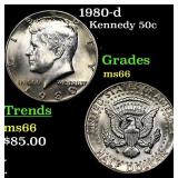 1980-d Kennedy Half Dollar 50c Grades GEM+ Unc