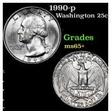 1990-p Washington Quarter 25c Grades GEM+ Unc