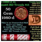 BU Shotgun Lincoln 1c roll, 1980-d 50 pcs Bank Wra