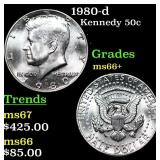 1980-d Kennedy Half Dollar 50c Grades GEM++ Unc