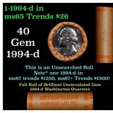 BU Shotgun Washington 25c roll, 1994-d 40 pcs Bank