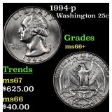 1994-p Washington Quarter 25c Grades GEM++ Unc