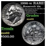 1996-w Roosevelt Dime RARE!  Top Pop! 10c Graded m