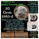 BU Shotgun Kennedy 50c roll, 1983-d 20 pcs Federal