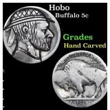Hobo Buffalo Nickel 5c Grades Hand Carved