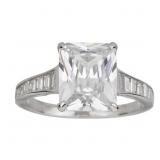 Decadence Sterling SIlver Rhodium Emerald Cut Ring