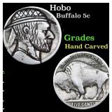 Hobo Buffalo Nickel 5c Grades Hand Carved