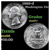 1989-d Washington Quarter 25c Grades GEM+ Unc