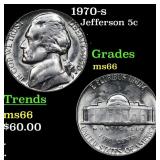 1970-s Jefferson Nickel 5c Grades GEM+ Unc