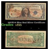 1957B $1 Blue Seal Silver Certificate Grades vf+