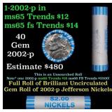 BU Shotgun Jefferson 5c roll, 2002-p 40 pcs Bank $