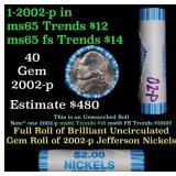 BU Shotgun Jefferson 5c roll, 2002-p 40 pcs Bank $