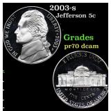2003-s Proof Jefferson Nickel 5c Grades GEM++ Proo
