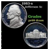 1983-s Proof Jefferson Nickel 5c Grades GEM++ Proo