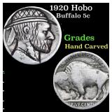 1920 Hobo Buffalo Nickel 5c Grades Hand Carved