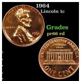 1964 Proof Lincoln Cent 1c Grades Gem+ Proof Red