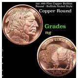 1oz .999 Fine Copper Bullion Round - Buffalo Nicke