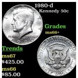 1980-d Kennedy Half Dollar 50c Grades GEM++ Unc