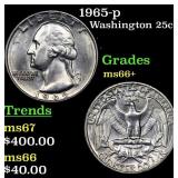 1965-p Washington Quarter 25c Grades GEM++ Unc