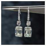Moissanite Gemstone Drop Earrings - 925 Sterling S
