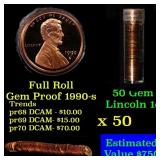 Gem Proof Lincoln 1c roll, 1990-s 50 pcs