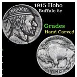 1915 Hobo Buffalo Nickel 5c Grades Hand Carved