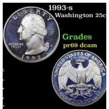 1993-s Proof Washington Quarter 25c Grades GEM++ P