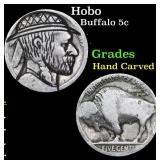 Hobo Buffalo Nickel 5c Grades Hand Carved