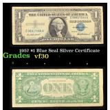 1957 $1 Blue Seal Silver Certificate Grades vf++