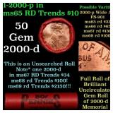 BU Shotgun Lincoln 1c roll, 2000-p 50 pcs Bank Wra