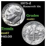 1975-d Roosevelt Dime 10c Grades GEM++ Unc