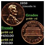 1959 Proof Lincoln Cent 1c Grades Gem++ Proof Red