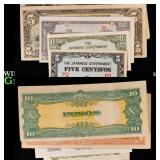 Lot of 5 Japanese WWII Invasion Money "JIM" Notes,