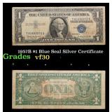 1957B $1 Blue Seal Silver Certificate Grades vf++
