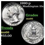 1990-p Washington Quarter 25c Grades GEM+ Unc