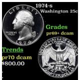 1974-s Proof Washington Quarter 25c Grades GEM++ P