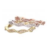 DECADENCE Sterling Silver Tricolor Wave Pave Stack