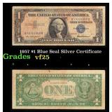 1957 $1 Blue Seal Silver Certificate Grades vf+