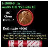 BU Shotgun Lincoln 1c roll, 1969-p 50 pcs Dunbar W