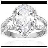 DECADENCE Sterling Silver mm Pear Cut Halo Split S