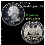 1993-s Proof Washington Quarter 25c Grades GEM++ P