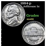 1984-p Jefferson Nickel 5c Grades GEM+ Unc