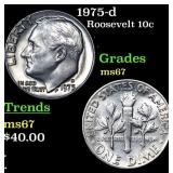1975-d Roosevelt Dime 10c Grades GEM++ Unc