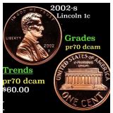 2002-s Proof Lincoln Cent 1c Graded pr70 dcam BY S