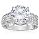 Decadence Sterling SIlver Round Cut Ring with Pave