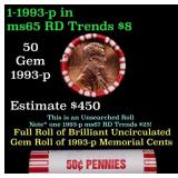 BU Shotgun Lincoln 1c roll, 1993-d 50 pcs Bank Wra