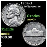 1964-d Jefferson Nickel 5c Grades GEM+ Unc