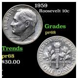 1959 Proof Roosevelt Dime 10c Grades GEM++ Proof