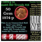 BU Shotgun Lincoln 1c roll, 1974-p 50 pcs Dunbar W